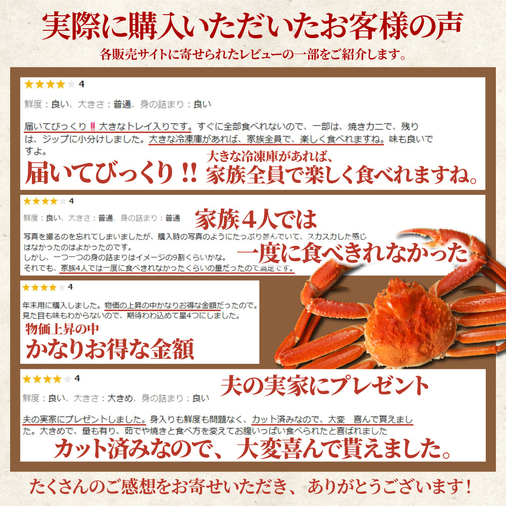 ボイルおおずわい蟹 ハーフポーション 1.4kg