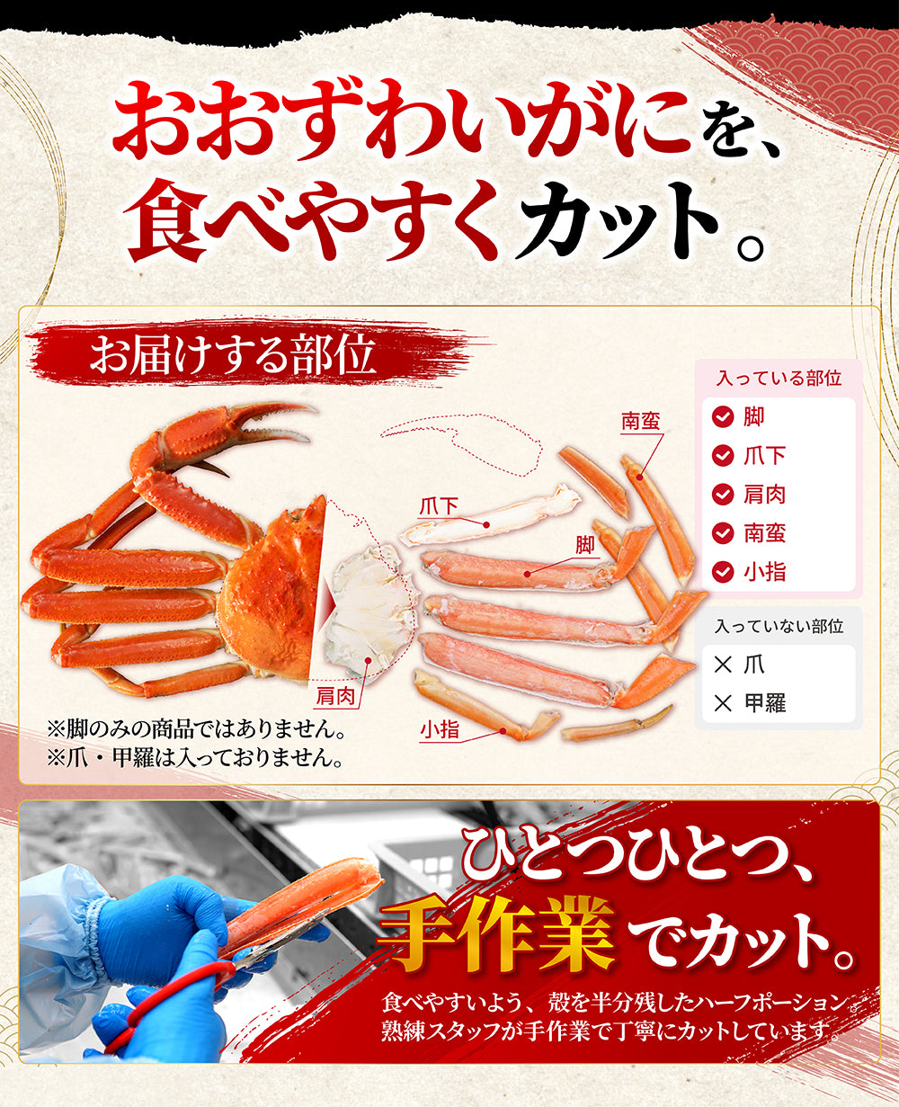 ボイルおおずわい蟹 ハーフポーション 1.4kg 商品紹介 3